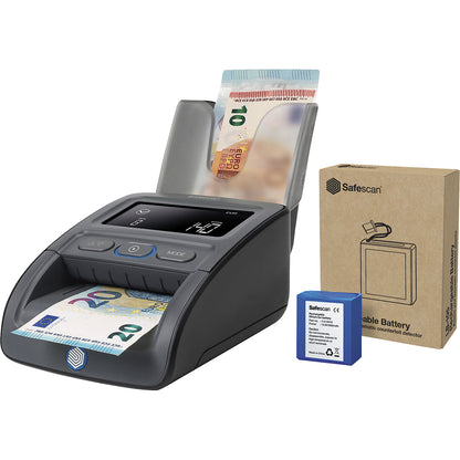 Banknote verifier 155-S set, automatic, with stacker and battery, currency EUR, GBP, CHF, SEK, NOK, DKK.