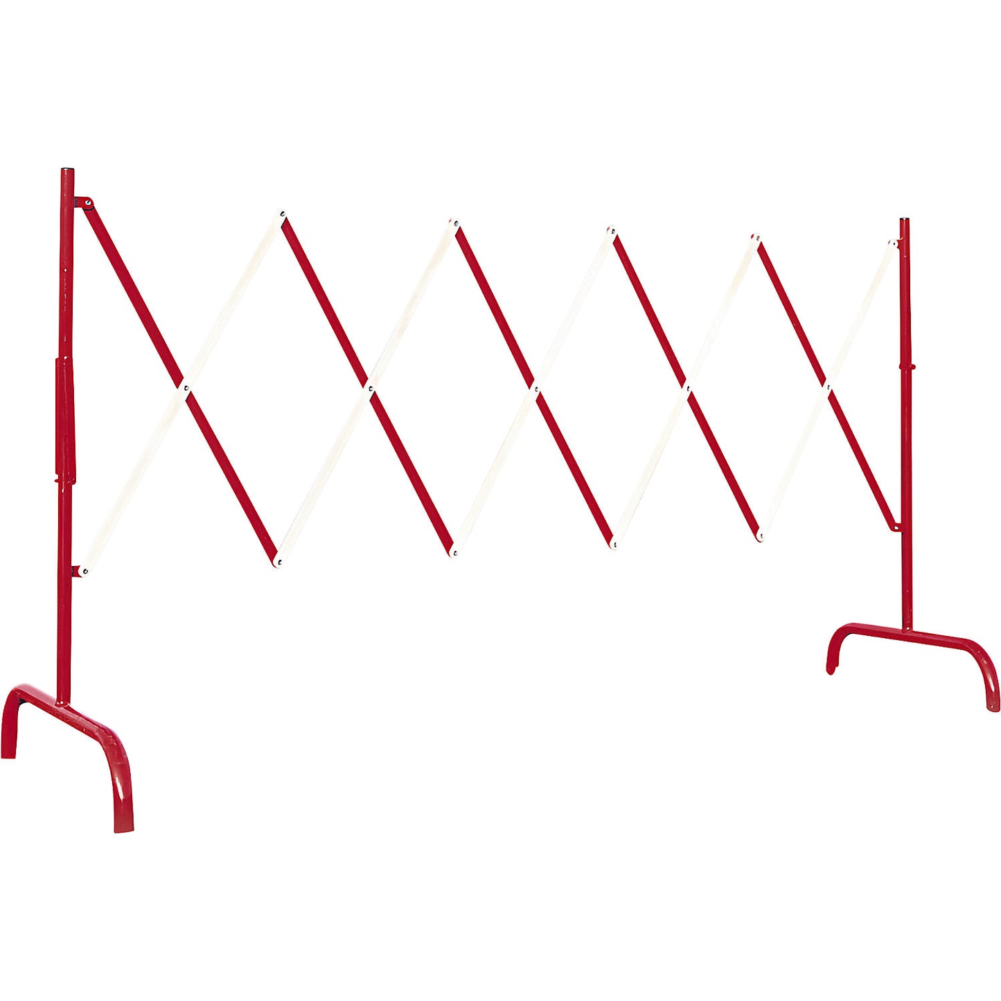 Expanding barrier, steel, extendable, 2 feet, pack of 4, red/white, max. length 3000 mm.