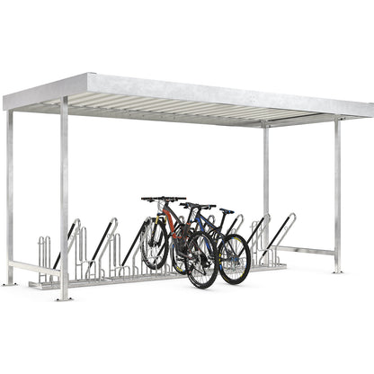 Material shelter Leipzig, standard unit, W 4300 mm, single sided, HxD 2360 x 2200 mm.