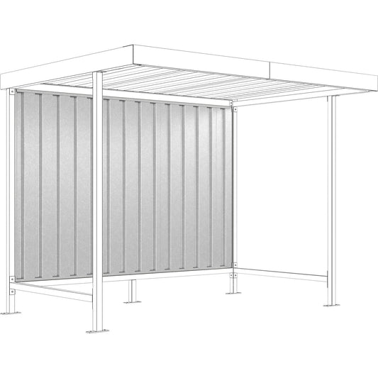 Rear panel for material shelter Leipzig, for single sided model, for standard unit, W 2870 mm.