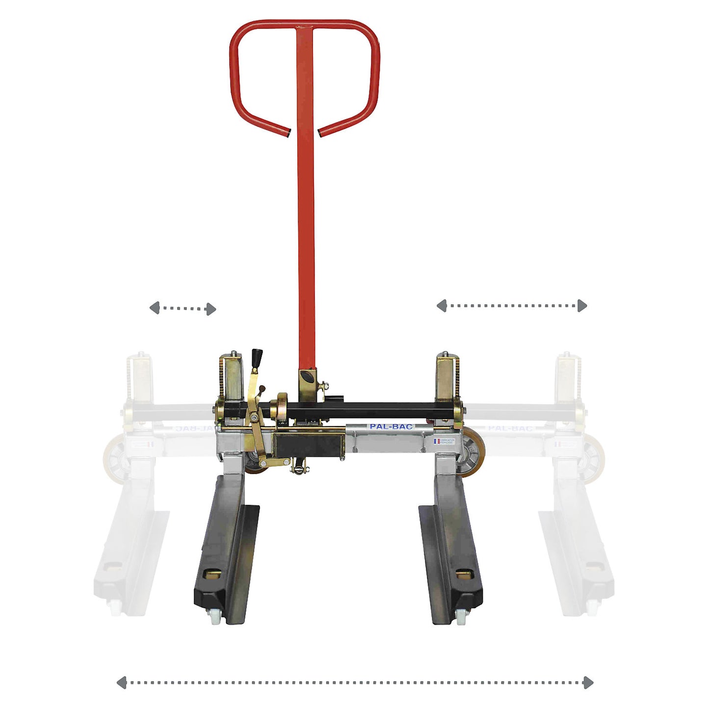 Palbac Flexi pallet truck, adjustable width, max. load 750 kg, fork length 1025 mm.