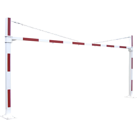 Fixed height limiter, HxW 2200 - 3750 x 7550 mm, pure white RAL 9010, hot dip galvanised.