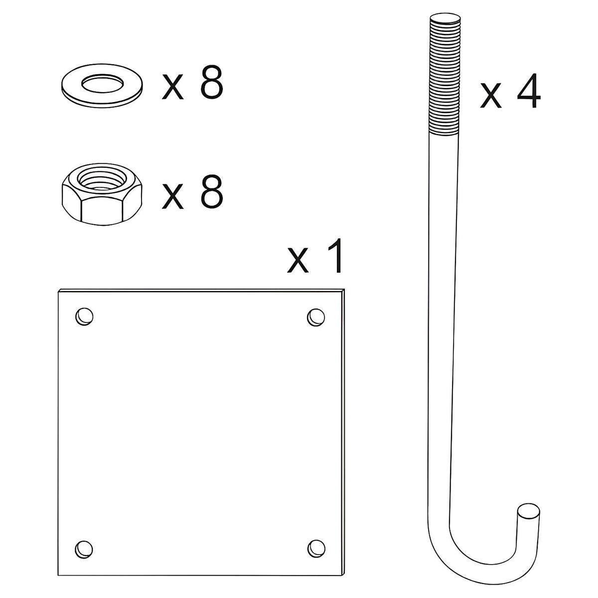 Installation set for height limiter, template and fasteners, 2500 - 3500 mm, H 1.9 - 2.5 m.