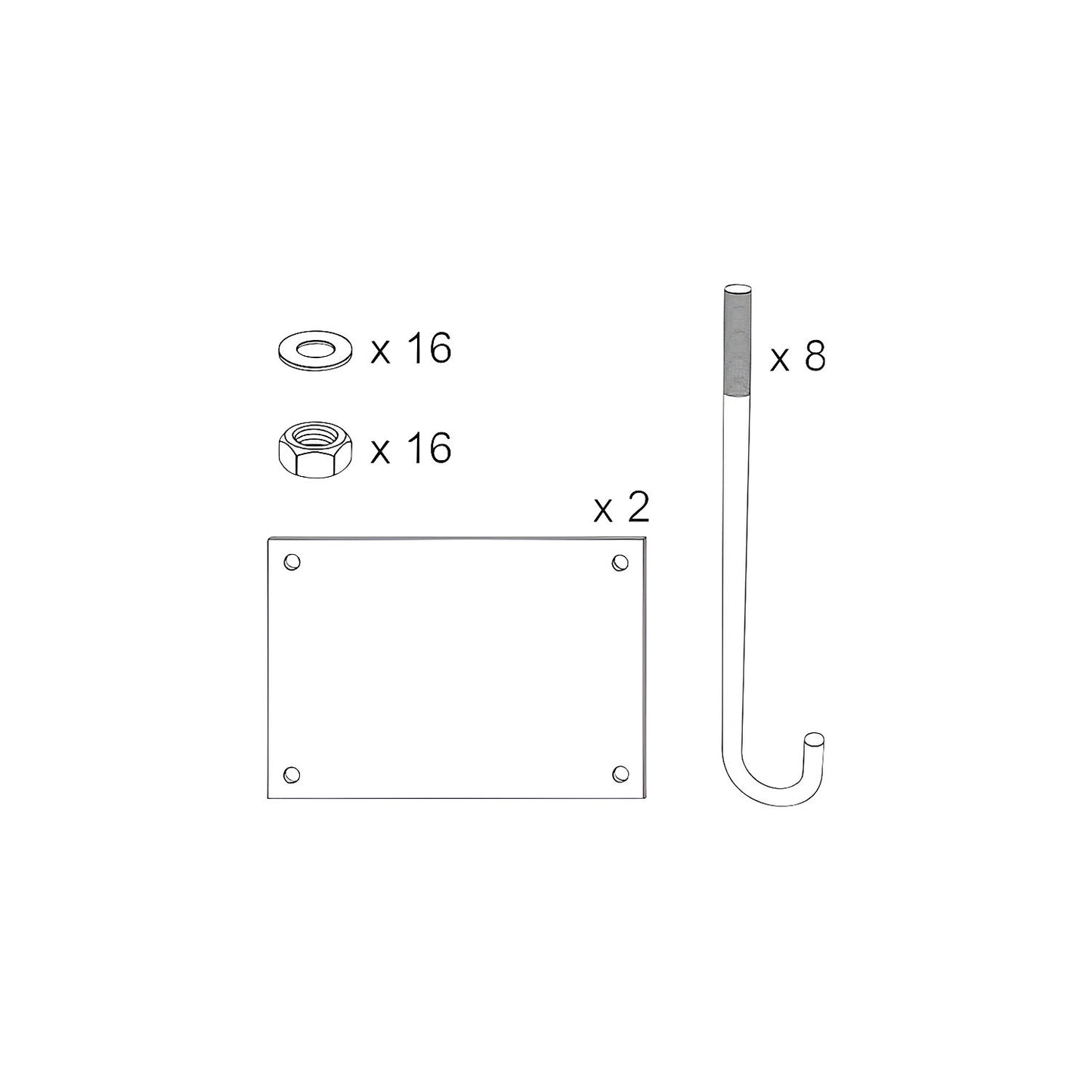 Installation set for height limiter, template and fasteners, 3850 - 7550 mm, H 2.2 - 3.57 m.