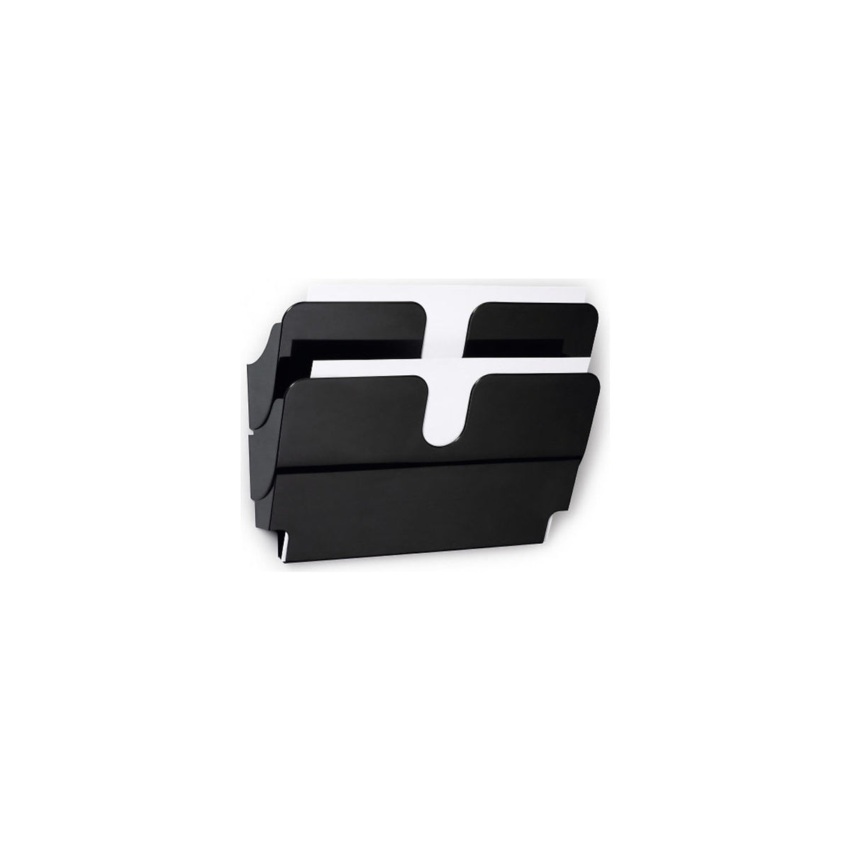 FLEXIPLUS document tray for wall mounting, incl. screws and wall plugs, 2 A4 landscape, black.