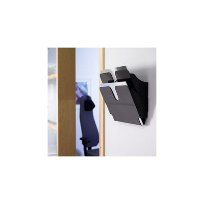 FLEXIPLUS document tray for wall mounting, incl. screws and wall plugs, 2 A4 landscape, black.