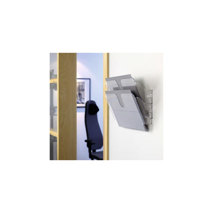 FLEXIPLUS document tray for wall mounting, incl. screws and wall plugs, 2 A4 landscape, transparent.