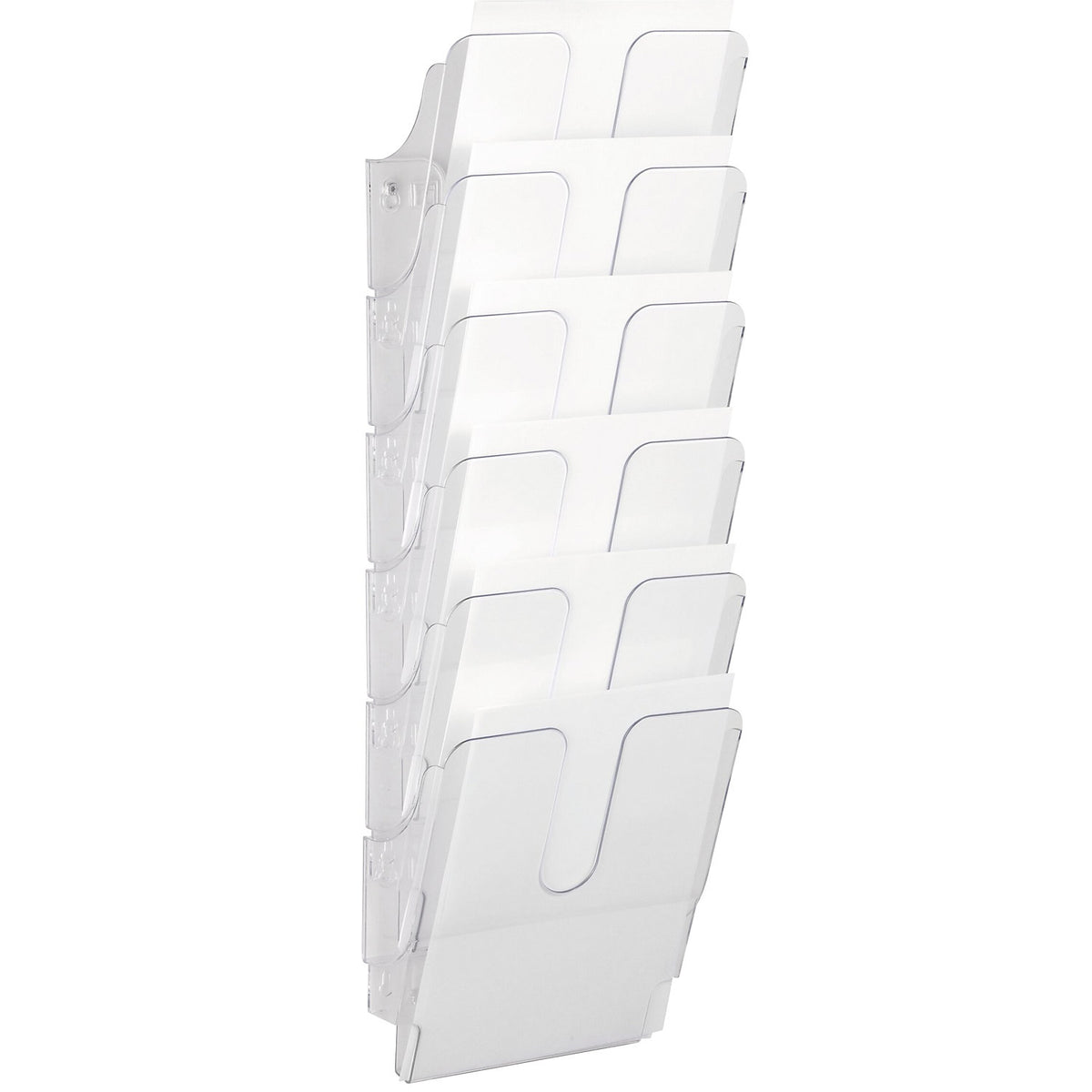 FLEXIPLUS document tray for wall mounting, incl. screws and wall plugs, 6 A4 portrait, transparent.