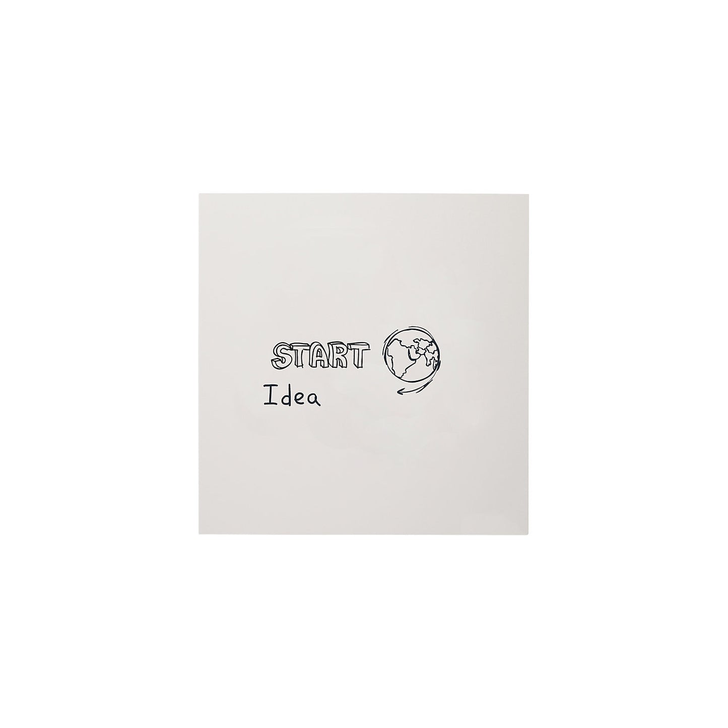 Whiteboard, frameless, painted steel, white, WxHxD 980 x 980 x 3 mm.