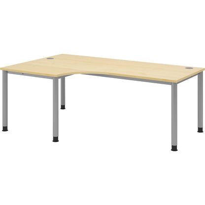 VIOLA - Free-form table, HxWxD 760 x 2000 x 1200 mm, aluminium silver / maple.