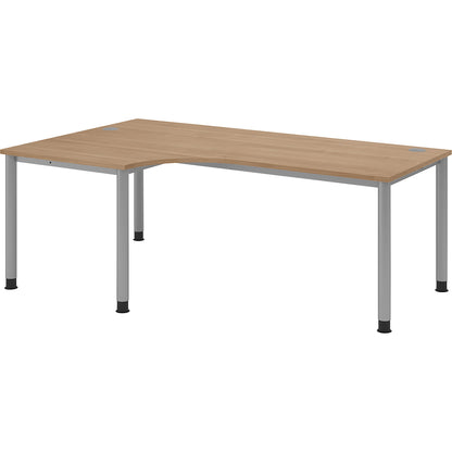 VIOLA - Free-form table, HxWxD 760 x 2000 x 1200 mm, aluminium silver / walnut.