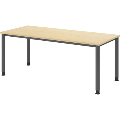Desk, HxD 685 - 810 x 800 mm, 4 round tubular legs, width 1800 mm, graphite / maple.