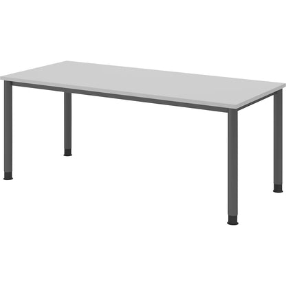 Desk, HxD 685 - 810 x 800 mm, 4 round tubular legs, width 1800 mm, graphite / light grey.