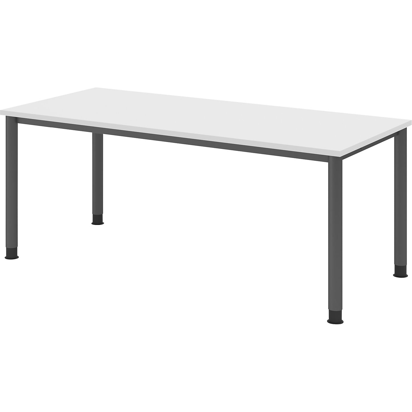 Desk, HxD 685 - 810 x 800 mm, 4 round tubular legs, width 1800 mm, graphite / white.