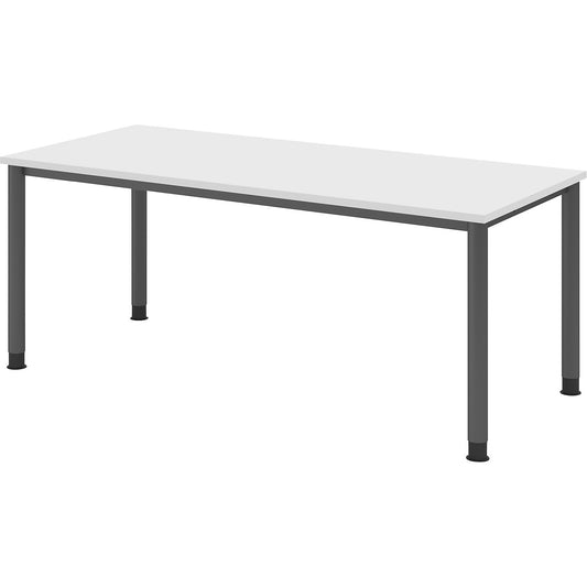 Desk, HxD 685 - 810 x 800 mm, 4 round tubular legs, width 1800 mm, graphite / white.