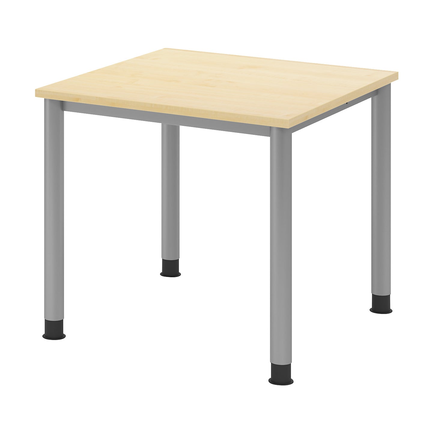 Desk, HxD 685 - 810 x 800 mm, 4 round tubular legs, width 800 mm, aluminium silver / maple.