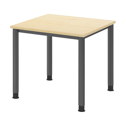 Desk, HxD 685 - 810 x 800 mm, 4 round tubular legs, width 800 mm, graphite / maple.