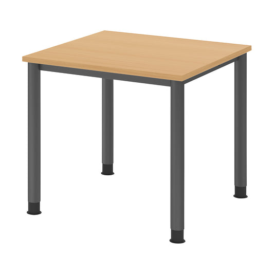 Desk, HxD 685 - 810 x 800 mm, 4 round tubular legs, width 800 mm, graphite / beech.