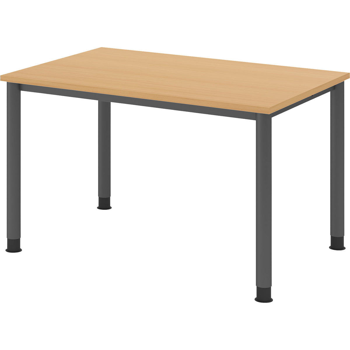 Desk, HxD 685 - 810 x 800 mm, 4 round tubular legs, width 1200 mm, graphite / beech.