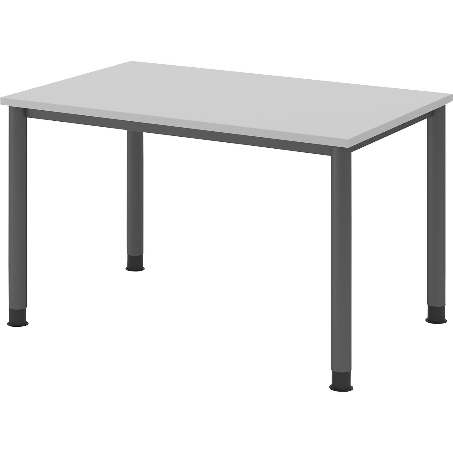 Desk, HxD 685 - 810 x 800 mm, 4 round tubular legs, width 1200 mm, graphite / light grey.