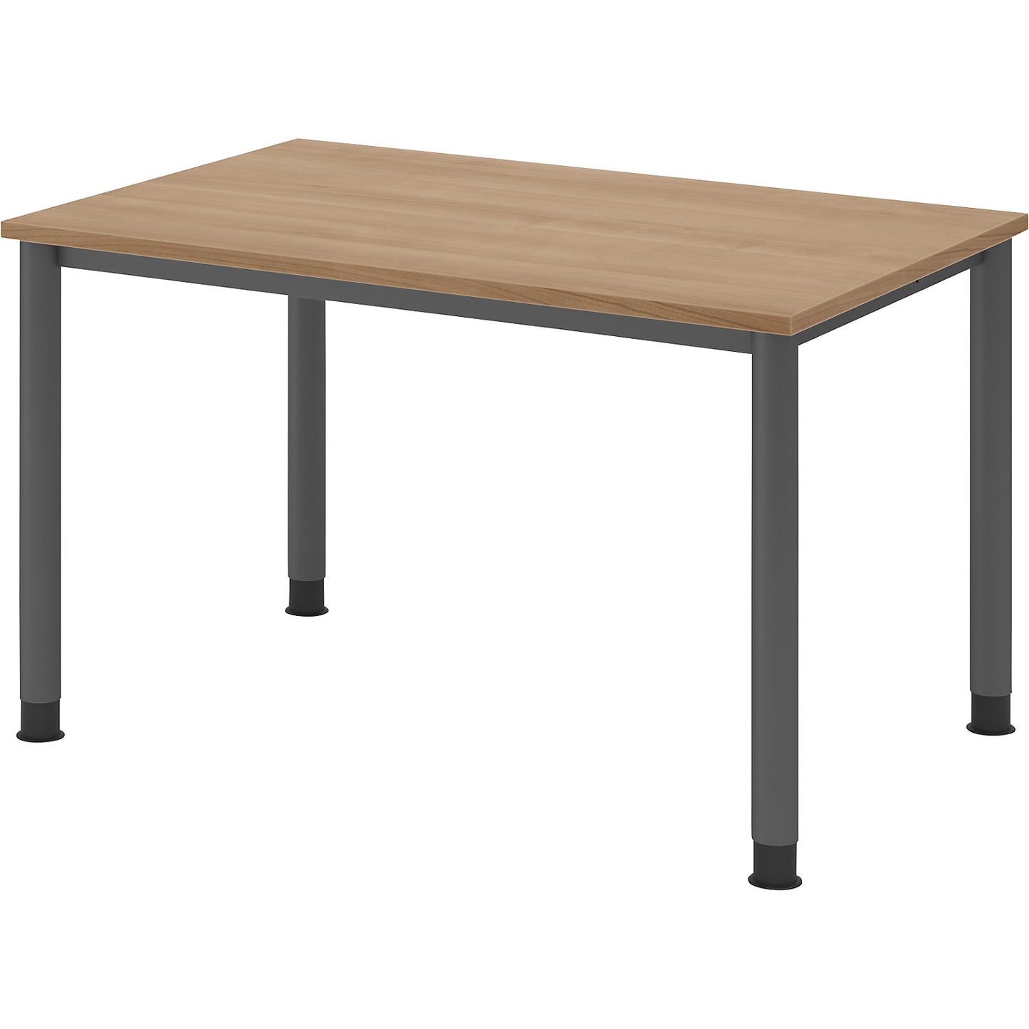 Desk, HxD 685 - 810 x 800 mm, 4 round tubular legs, width 1200 mm, graphite / walnut.
