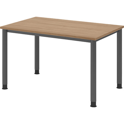 Desk, HxD 685 - 810 x 800 mm, 4 round tubular legs, width 1200 mm, graphite / walnut.