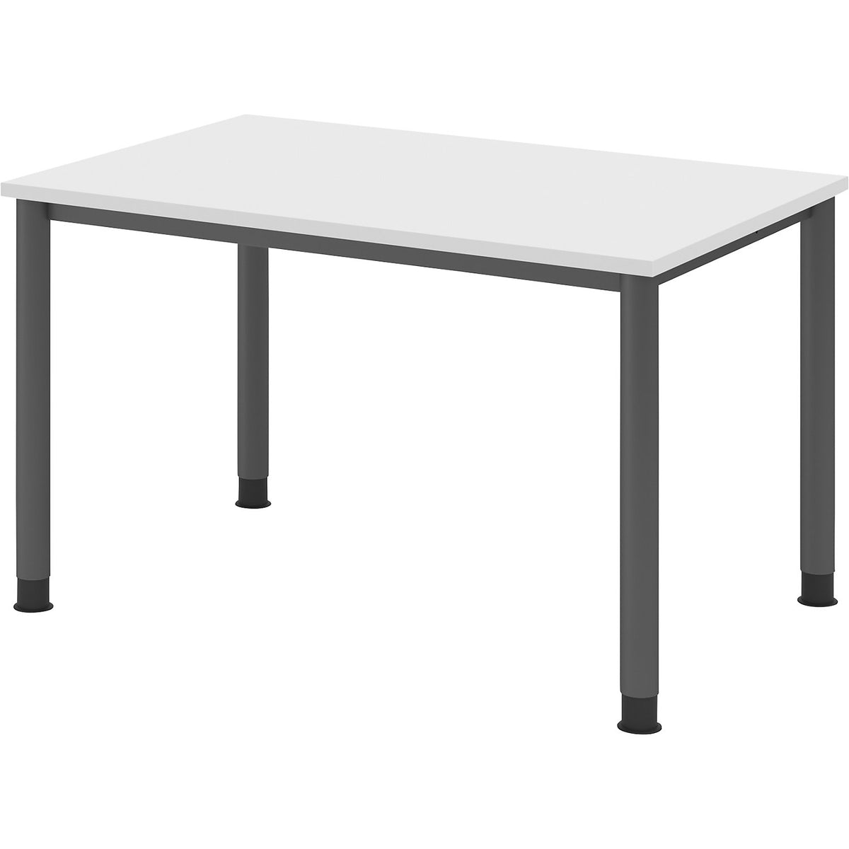 Desk, HxD 685 - 810 x 800 mm, 4 round tubular legs, width 1200 mm, graphite / white.