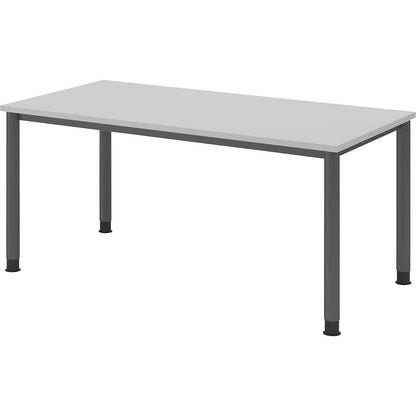Desk, HxD 685 - 810 x 800 mm, 4 round tubular legs, width 1600 mm, graphite / light grey.