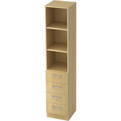 VIOLA - Shelf cupboard, 2 open shelves, 4 drawers, maple.