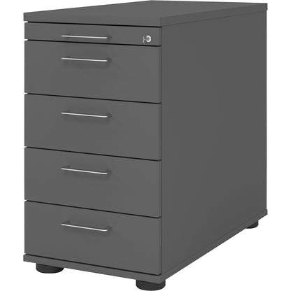 Fixed pedestal, 1 utensil drawer, 4 drawers, graphite.