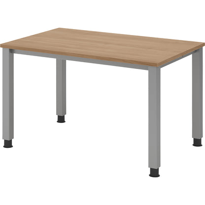 RENATUS - Desk, 4-legged frame, width 1200 mm, aluminium silver / walnut.