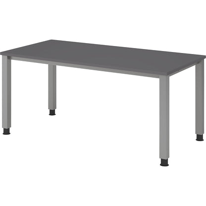 RENATUS - Desk, 4-legged frame, width 1600 mm, aluminium silver / graphite.