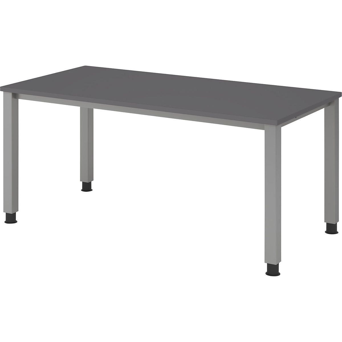 RENATUS - Desk, 4-legged frame, width 1600 mm, aluminium silver / graphite.