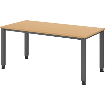 RENATUS - Desk, 4-legged frame, width 1600 mm, graphite / beech.