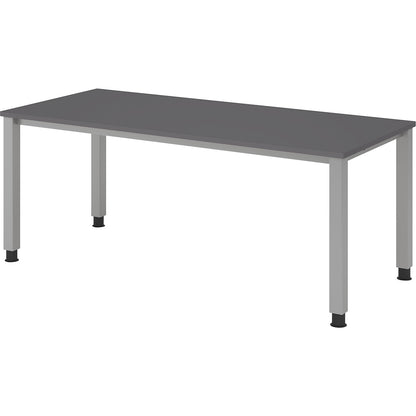 RENATUS - Desk, 4-legged frame, width 1800 mm, aluminium silver / graphite.