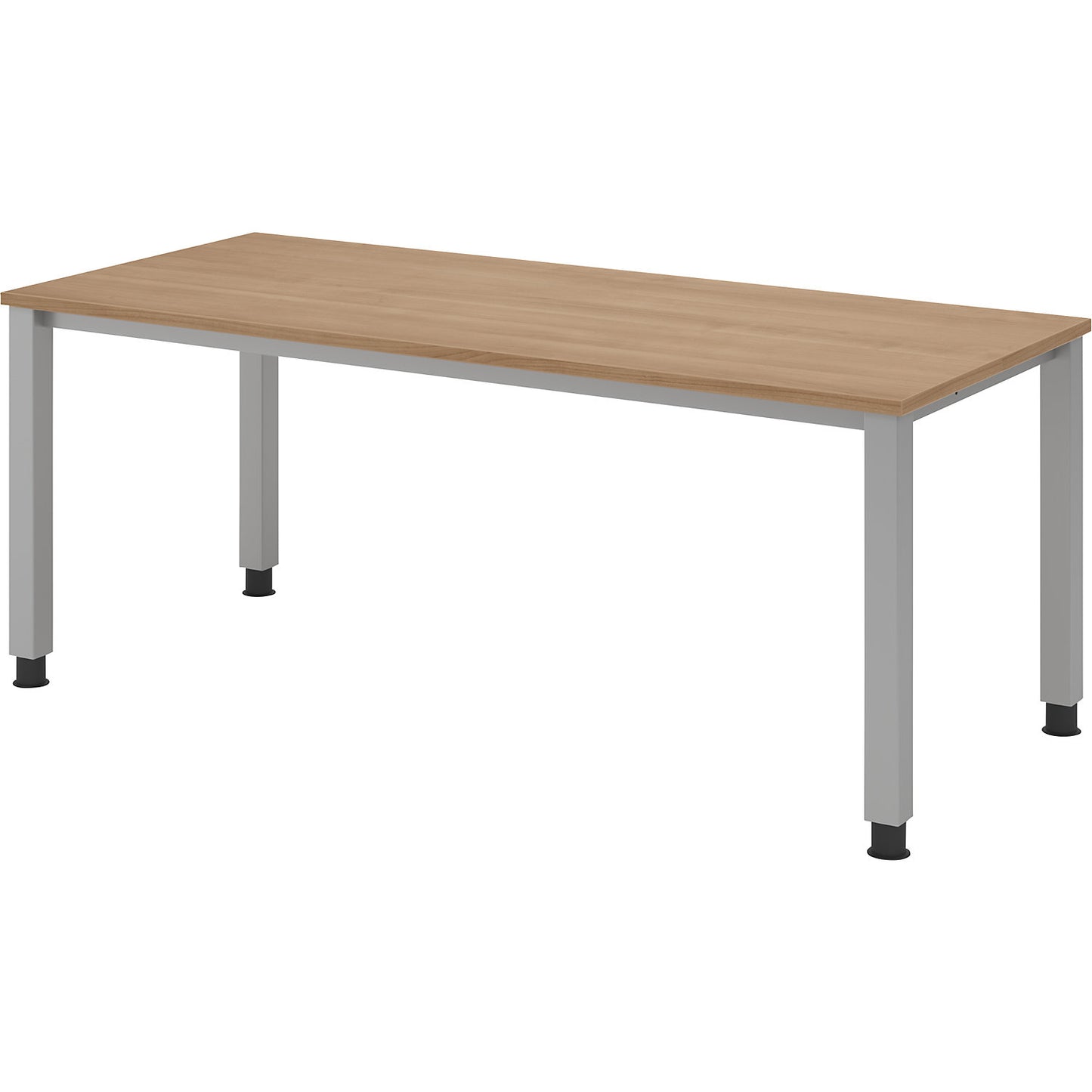 RENATUS - Desk, 4-legged frame, width 1800 mm, aluminium silver / walnut.