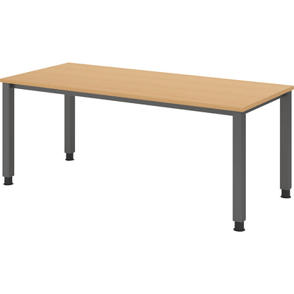 RENATUS - Desk, 4-legged frame, width 1800 mm, graphite / beech.