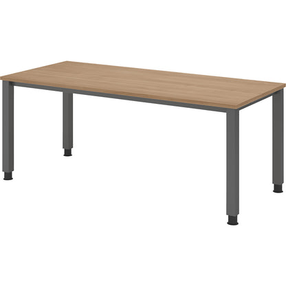 RENATUS - Desk, 4-legged frame, width 1800 mm, graphite / walnut.