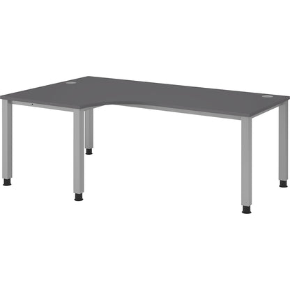 RENATUS - Desk, angled table, width 2000 mm, aluminium silver / graphite.
