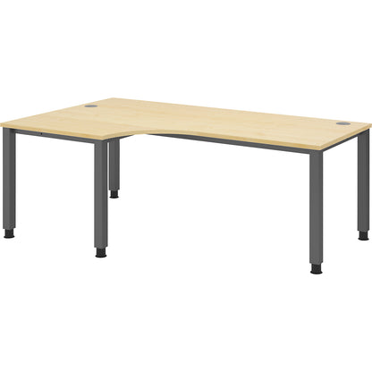 RENATUS - Desk, angled table, width 2000 mm, graphite / maple.
