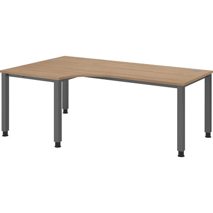 RENATUS - Desk, angled table, width 2000 mm, graphite / walnut.