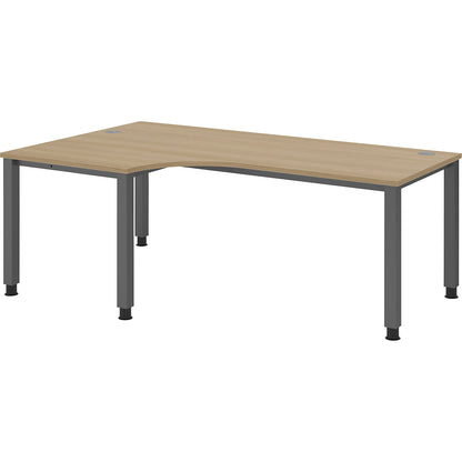 RENATUS - Desk, angled table, width 2000 mm, graphite / oak.