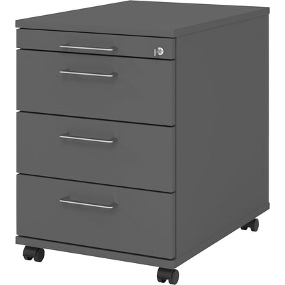 Mobile pedestal, 1 utensil drawer, 3 drawers, depth 580 mm, graphite.