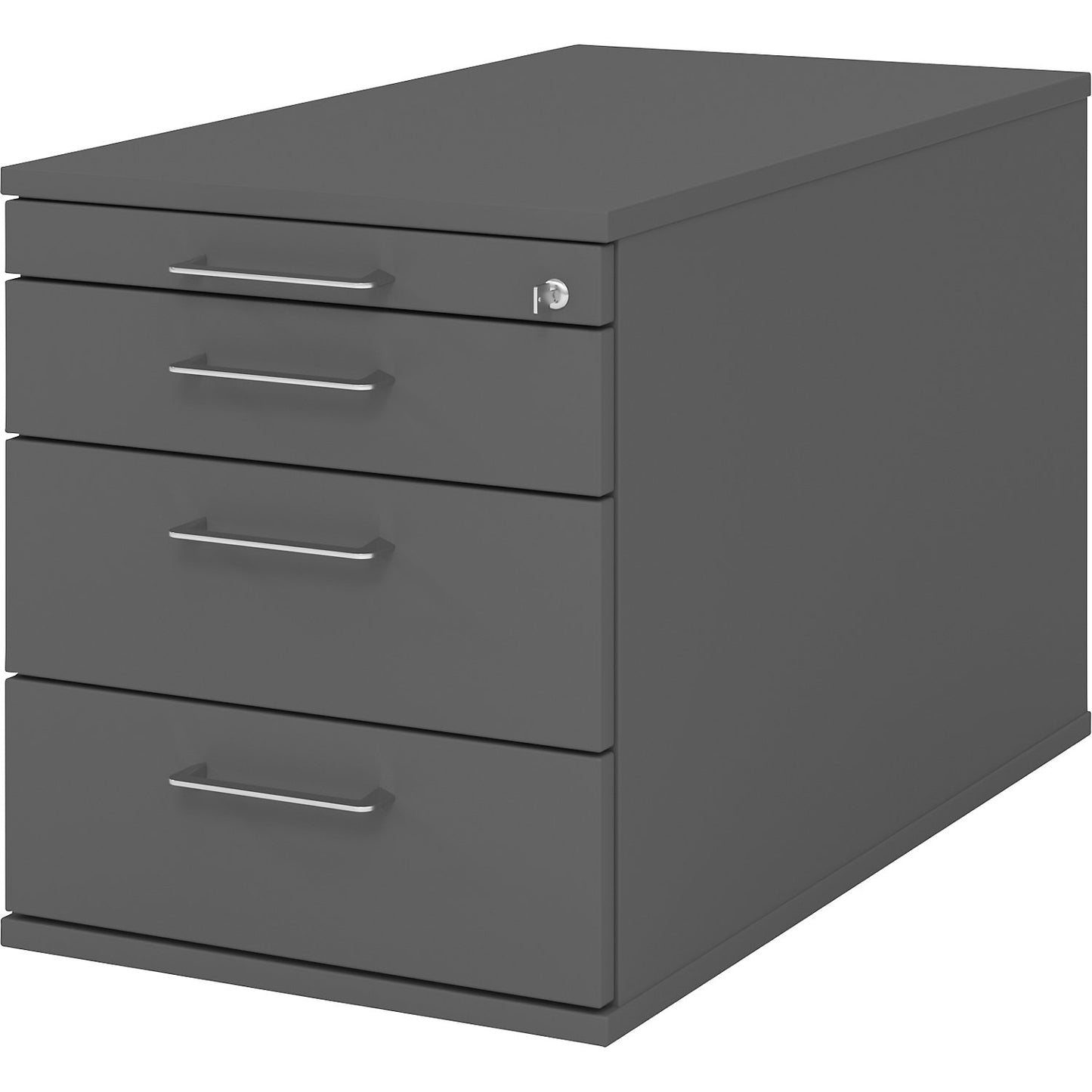 Mobile pedestal, 1 utensil drawer, 3 drawers, depth 800 mm, graphite.