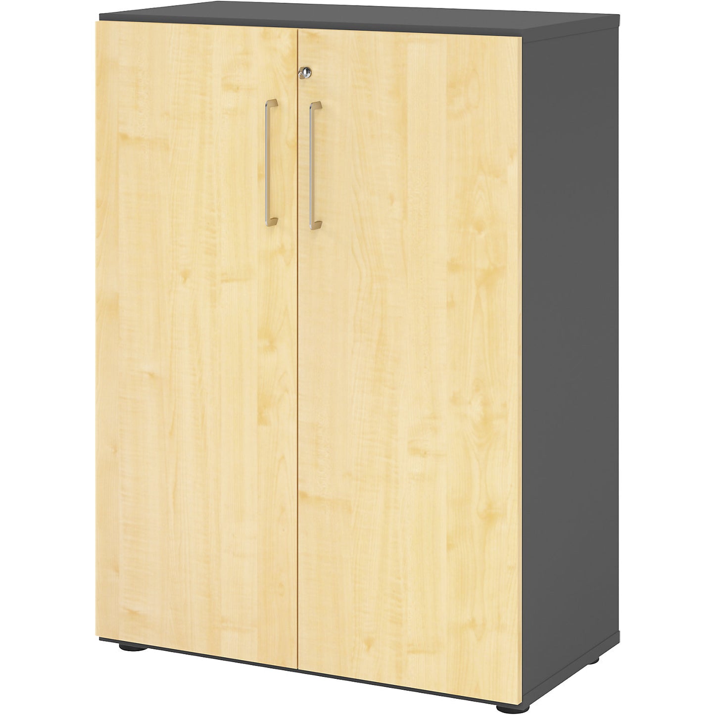 RENATUS - Office cupboard, 2 shelves, 3 file heights, graphite / aluminium silver.