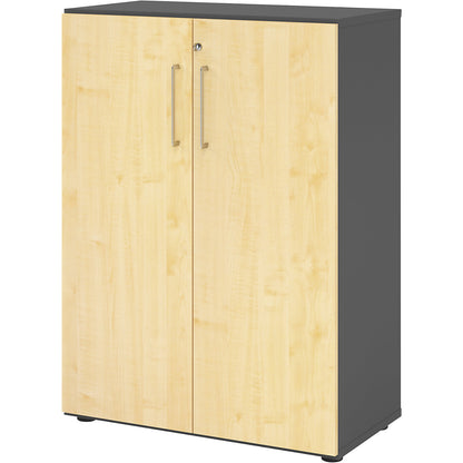 RENATUS - Office cupboard, 2 shelves, 3 file heights, graphite / aluminium silver.