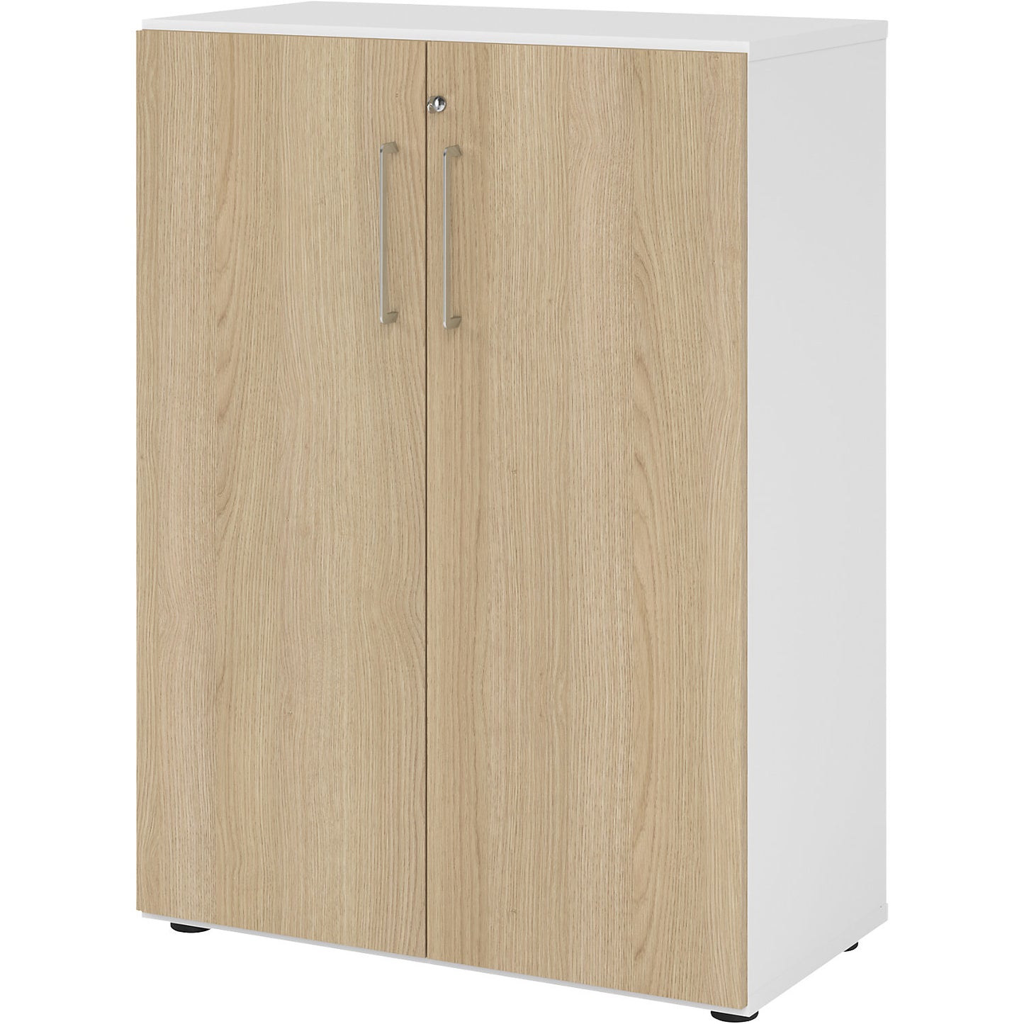 RENATUS - Office cupboard, 2 shelves, 3 file heights, white / oak.