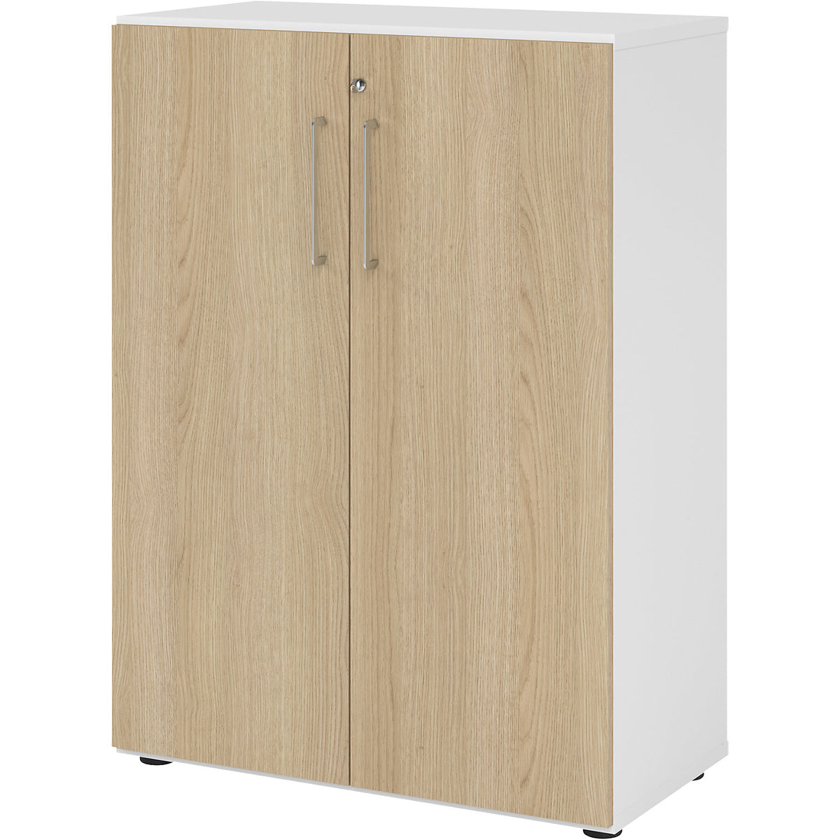 RENATUS - Office cupboard, 2 shelves, 3 file heights, white / oak.