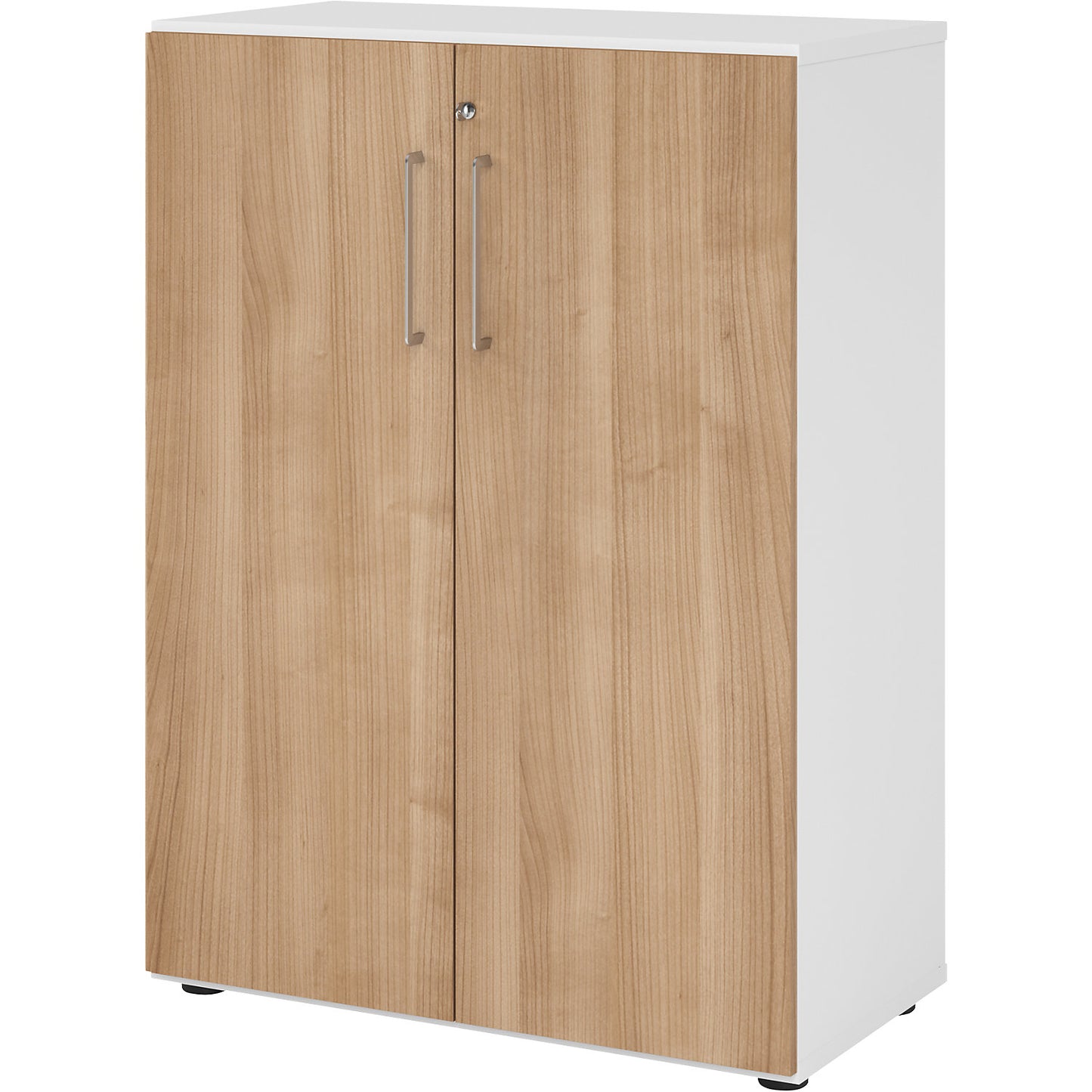 RENATUS - Office cupboard, 2 shelves, 3 file heights, white / walnut.