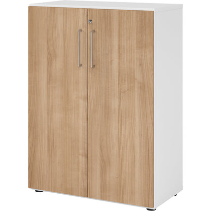RENATUS - Office cupboard, 2 shelves, 3 file heights, white / walnut.